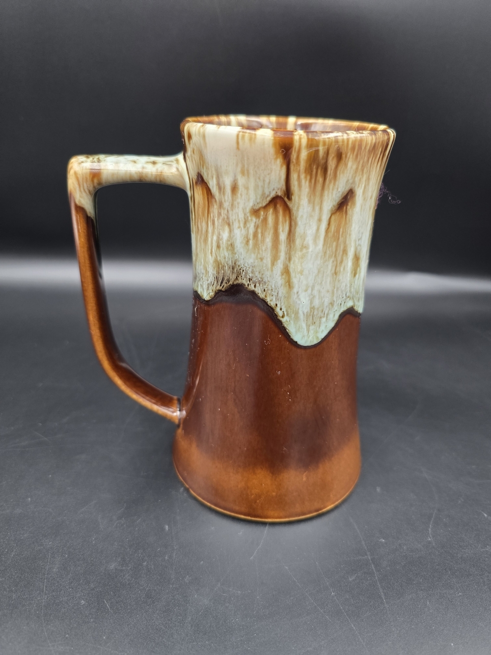 Handcrafted Brown and Cream Glazed Ceramic Mug